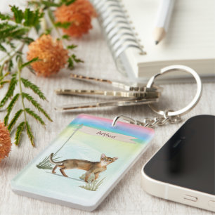 Llavero Gato Abisinio de Nombre Personalizado Mascota