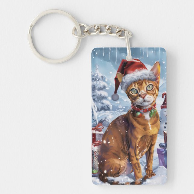 Llavero Gato abysiniano de invierno Navidad maravilla (Frente)
