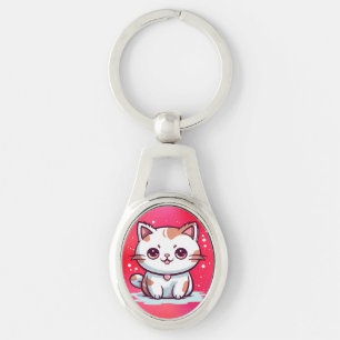 Llavero Gato adorable al estilo Kawaii Clipart