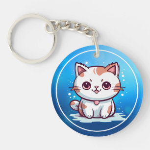 Llavero Gato adorable al estilo Kawaii Clipart