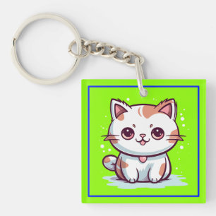 Llavero Gato adorable al estilo Kawaii Clipart
