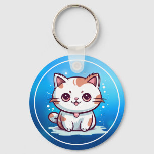 Llavero Gato adorable al estilo Kawaii Clipart