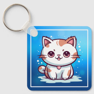 Llavero Gato adorable al estilo Kawaii Clipart
