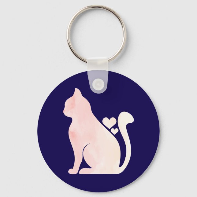 Llavero Gato Adorable con Corazones (Anverso)
