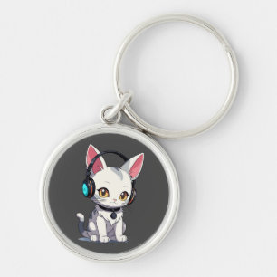 Llavero Gato Adorable con estilo en audífonos