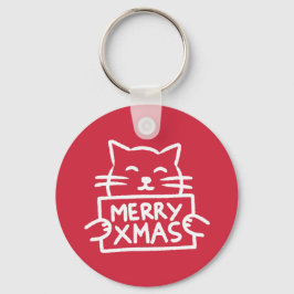 Llavero Gato Adorable Feliz Navidad