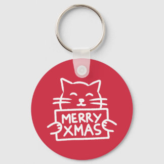 Llavero Gato Adorable Feliz Navidad