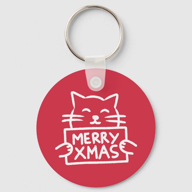 Llavero Gato Adorable Feliz Navidad (Anverso)