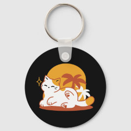 Llavero Gato Adorable relajante al sol - Mascota de verano