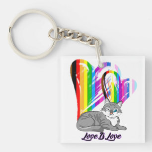Llavero Gato Amor Es Amor - Dueño de Mascota LGBTQ+