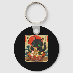 Llavero Gato Anime Comiendo Ramen Arte Japonés Gráfico Gat