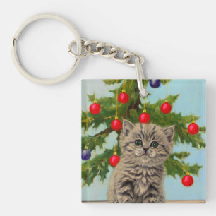 Llavero Gato antiguo y árbol de Navidad