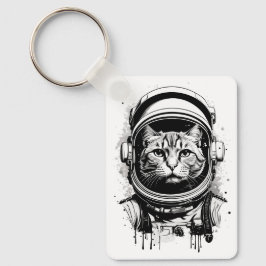 Llavero Gato astronauta blanco y negro