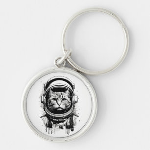 Llavero Gato astronauta blanco y negro