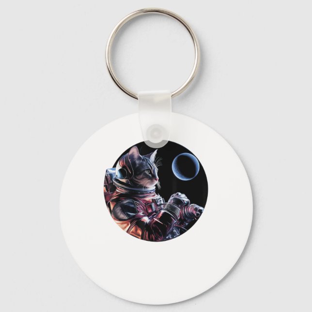 Llavero Gato astronauta con planeta (Anverso)