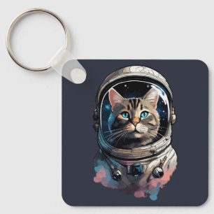 Llavero Gato astronauta en arte acuático espacial