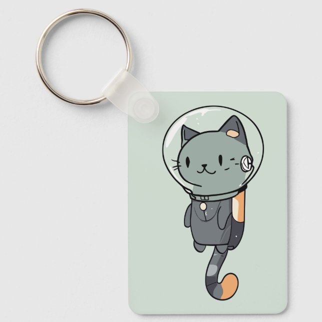 Llavero Gato Astronauta Kawaii Adorable (Anverso)
