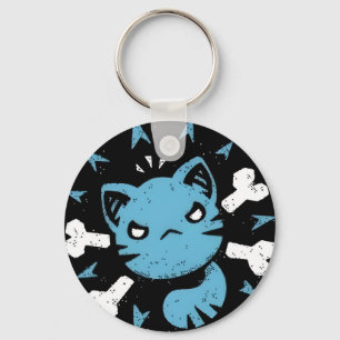 Llavero Gato Azul Enojado