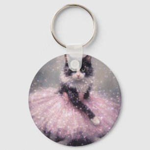 Llavero Gato Bailarina Brillante en Tutú Rosa             