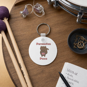 Llavero Gato Baterista Lindo Posse de Percusión Cartoon Mú