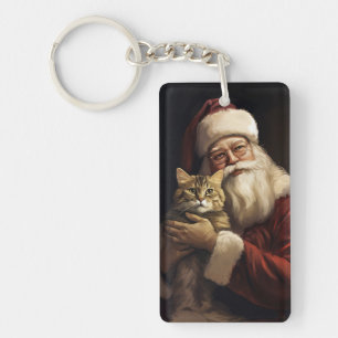 Llavero Gato Bengalí con Navidad Festiva de Santa Claus
