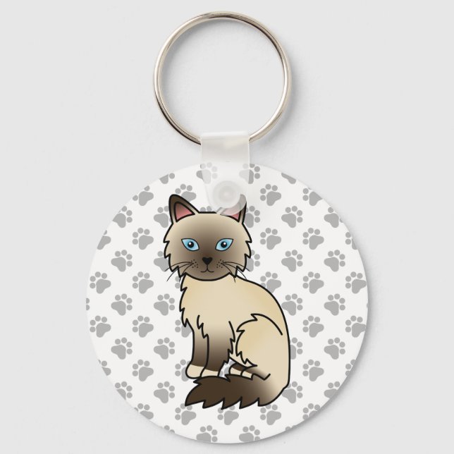 Llavero Gato Birman / Ragdoll de Chocolate Point Cute Cat  (Anverso)