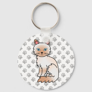 Llavero Gato Birman / Ragdoll de punto rojo y patas lindas