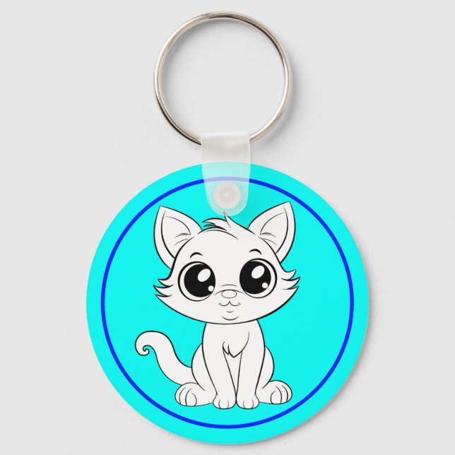 Llavero Gato blanco adorable (Anverso)