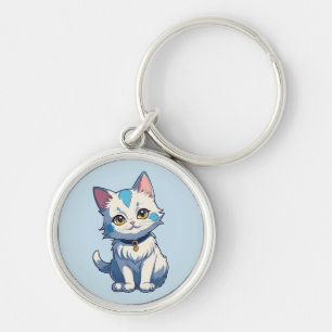 Llavero Gato blanco con encanto felino