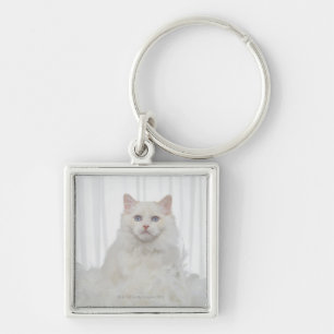 Llavero Gato blanco con las plumas