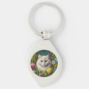 Llavero Gato Blanco Con Ojos Azules