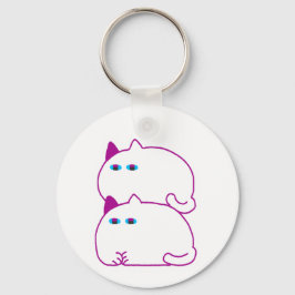 Llavero Gato Blanco Doble Chonky
