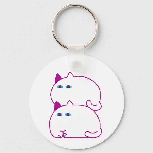 Llavero Gato Blanco Doble Chonky (Anverso)