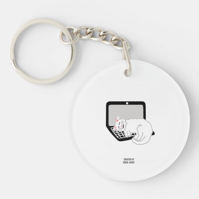 Llavero Gato Blanco Durmiendo En La Cadena De Claves Redon (Frente)