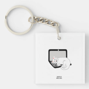 Llavero Gato Blanco Durmiendo En La Cadena Keychain De La 