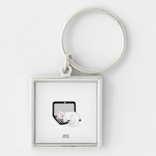 Llavero Gato Blanco Durmiendo En La Cadena Keychain De La