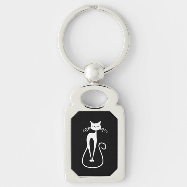 Llavero Gato blanco flaco caprichoso (Anverso)