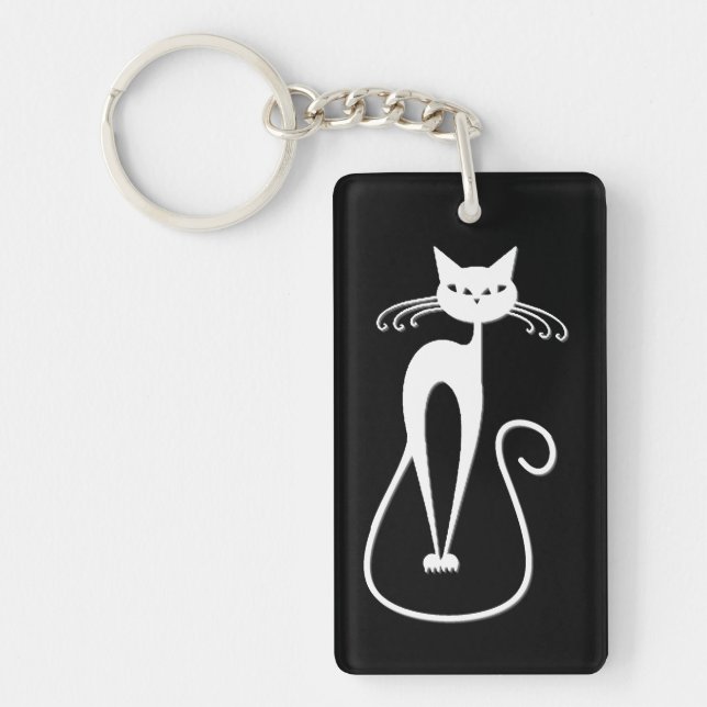 Llavero Gato blanco flaco caprichoso (Frente)