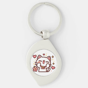 Llavero Gato blanco lindo kawaii