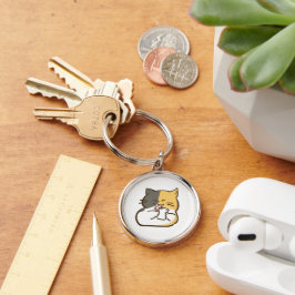 Llavero Gato Calico Regordete - Sticker Kawaii