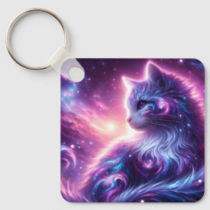 Llavero Gato Celestial Galaxia Cósmica Mística