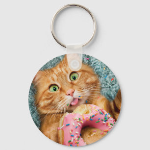 Llavero Gato comiendo donut