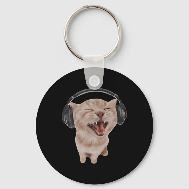 Llavero Gato Con Auriculares  (Anverso)