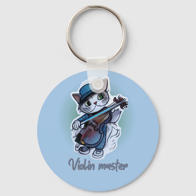 Llavero Gato con camiseta violín (Anverso)