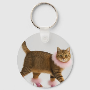 Llavero Gato con estilo en tacones rosas y glamour esponjo