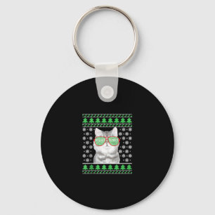 Llavero Gato con gafas de sol Navidades feos suéter