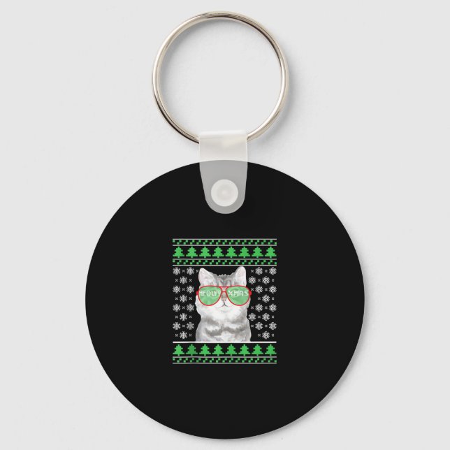 Llavero Gato con gafas de sol Navidades feos suéter (Anverso)