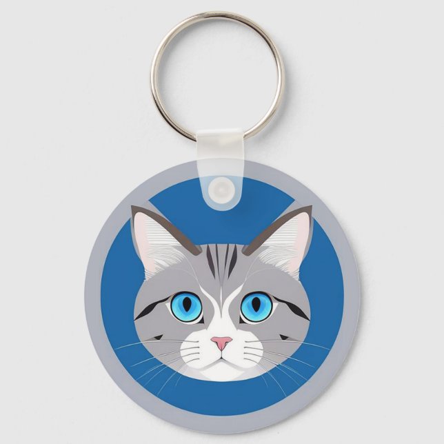 Llavero Gato Con Ojos Azules (Anverso)