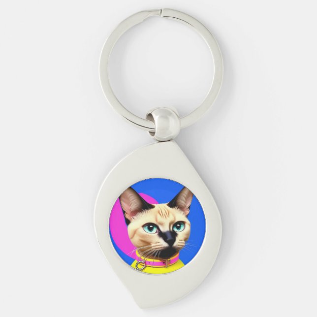 Llavero Gato Con Ojos Destacados (Anverso)