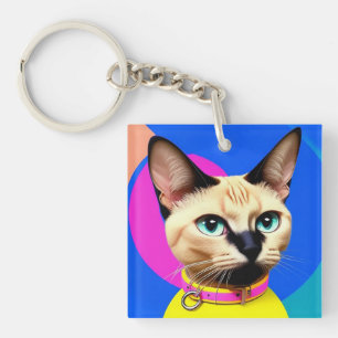 Llavero Gato Con Ojos Destacados